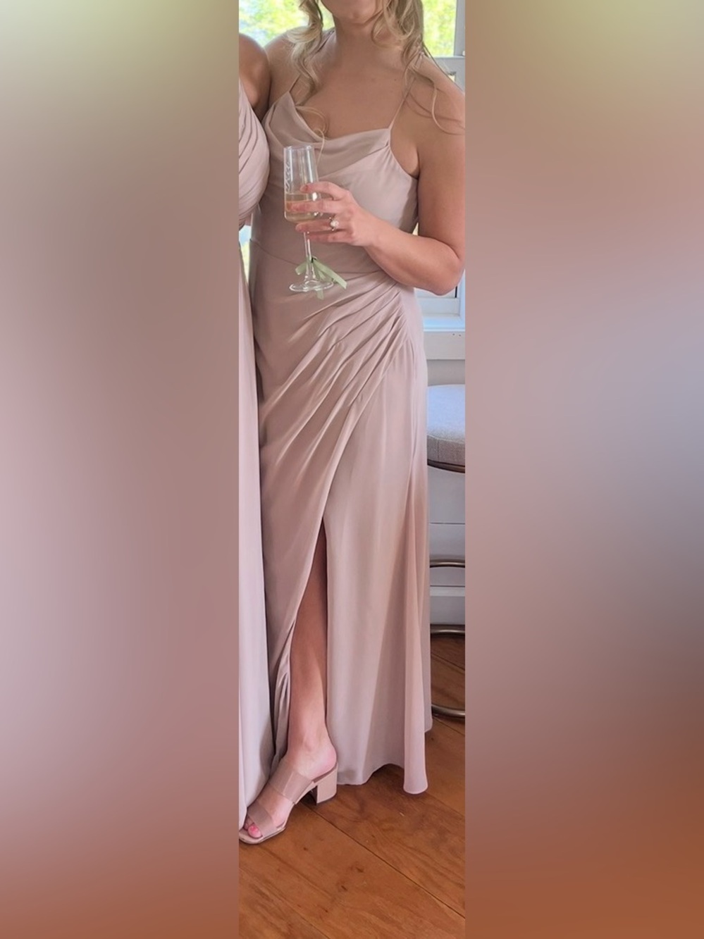 Kennedy Blue - Draped Nude Pink Bridesmaid Dress
